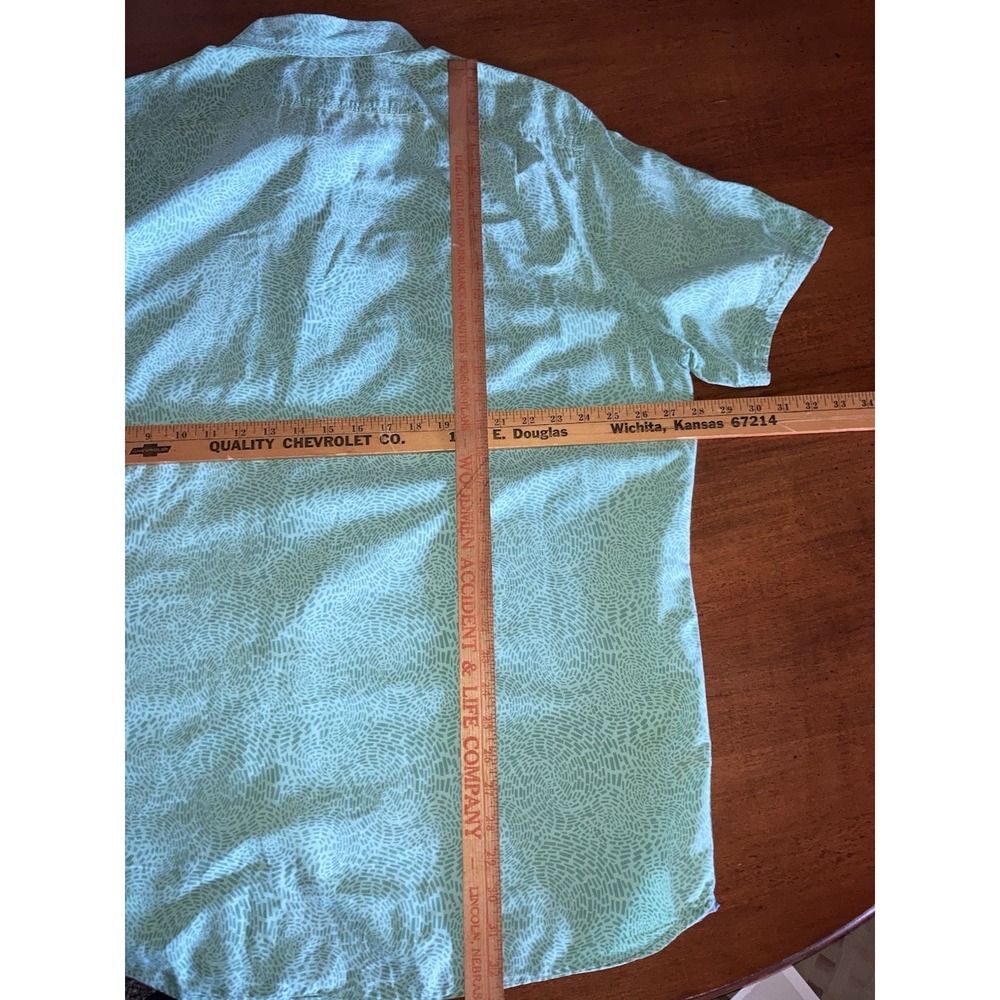 L.L.Bean XXL Tall Green Camp Shirt Organic Cotton Short Sleeve Geometric - Picture 4 of 6